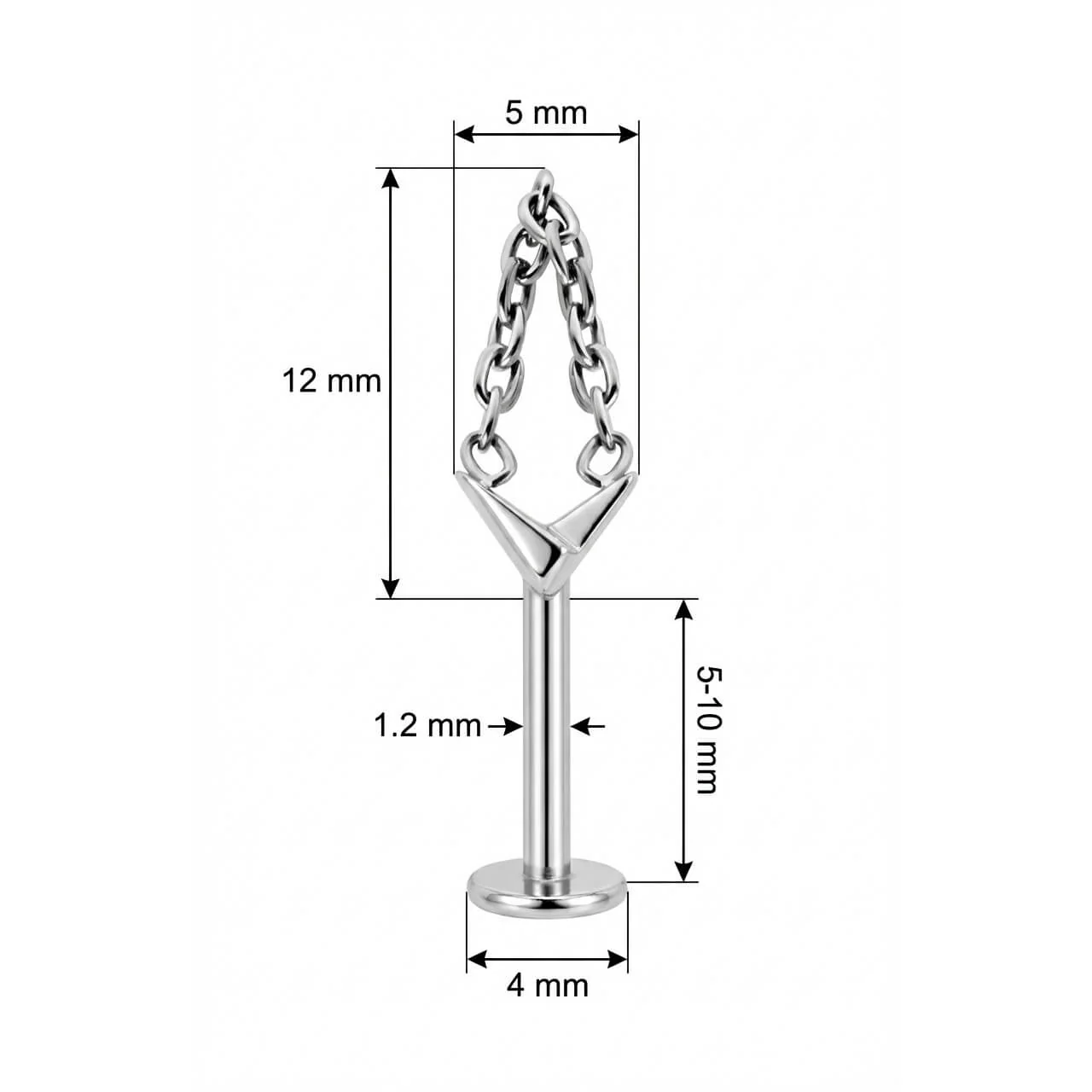 Titanium Labret V-Shape With Draped Chain - Image 2