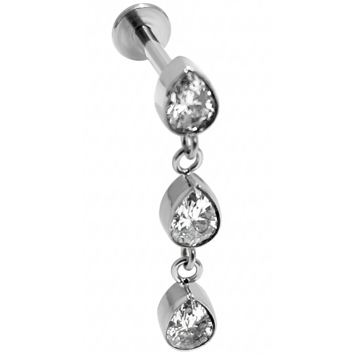 Titanium Labret Cascading Teardrop Crystals
