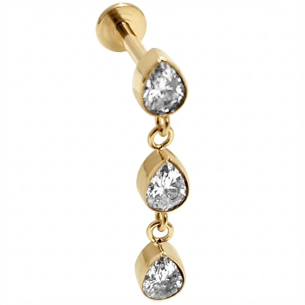 Titanium Labret Cascading Teardrop Crystals - Image 3