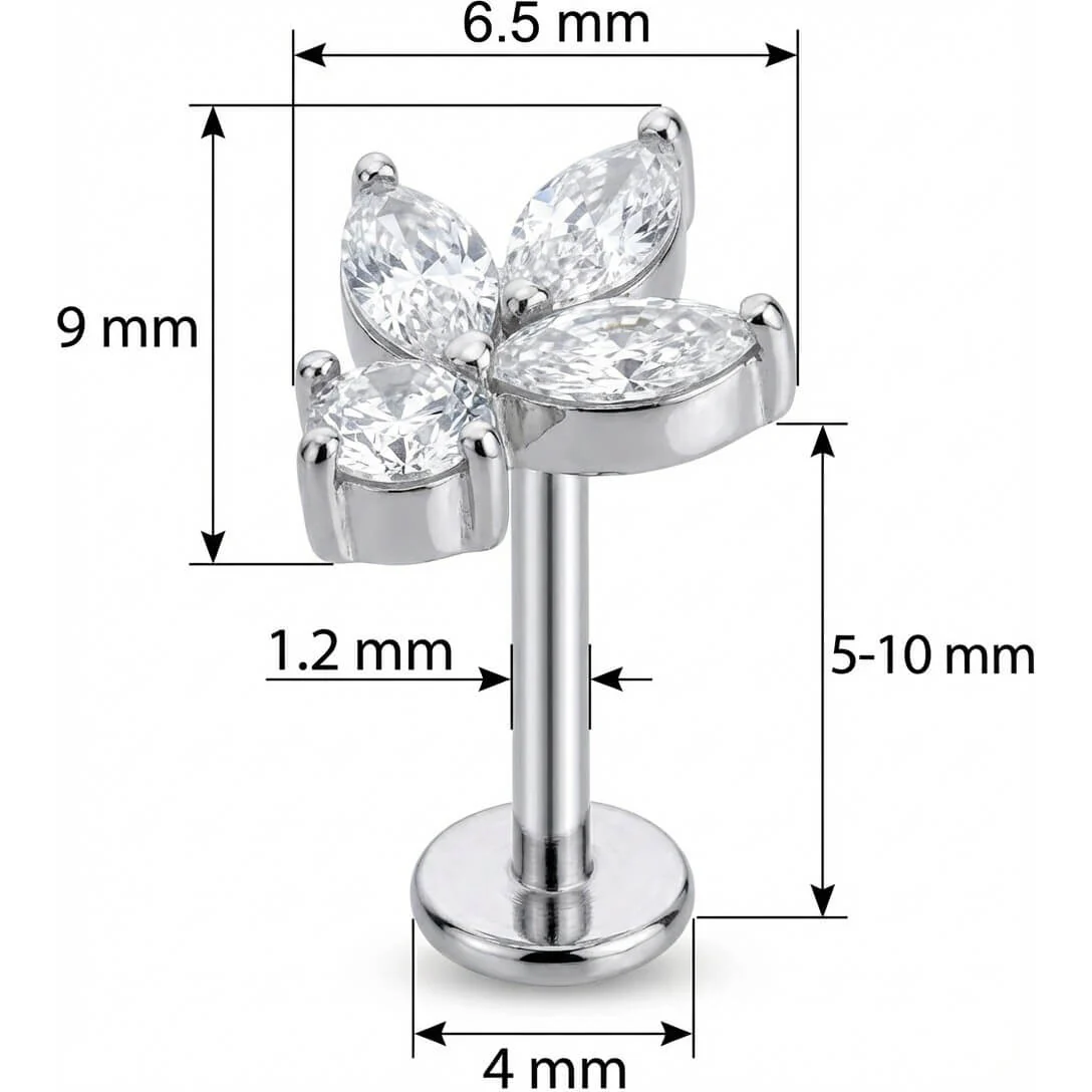 Titanium Labret Crystal Lotus Flower Cluster - Image 2