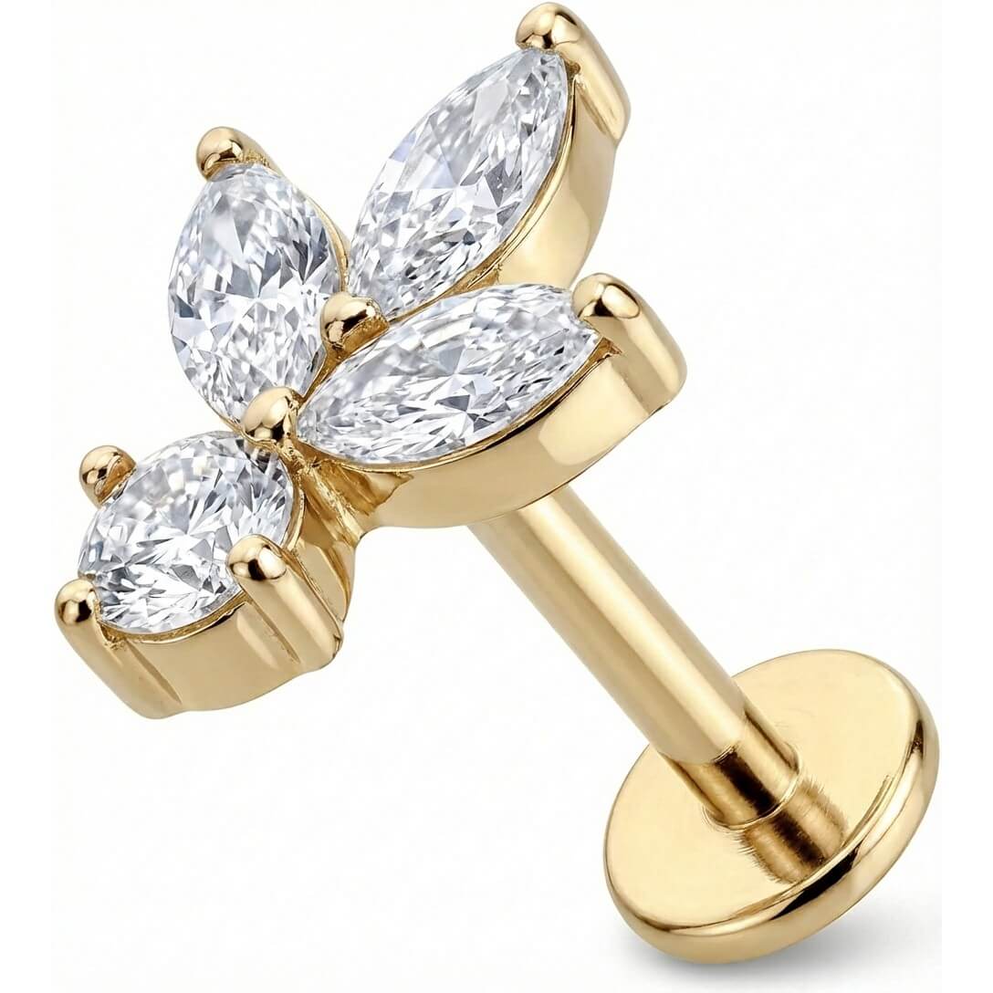 Titanium Labret Crystal Lotus Flower Cluster - Image 3