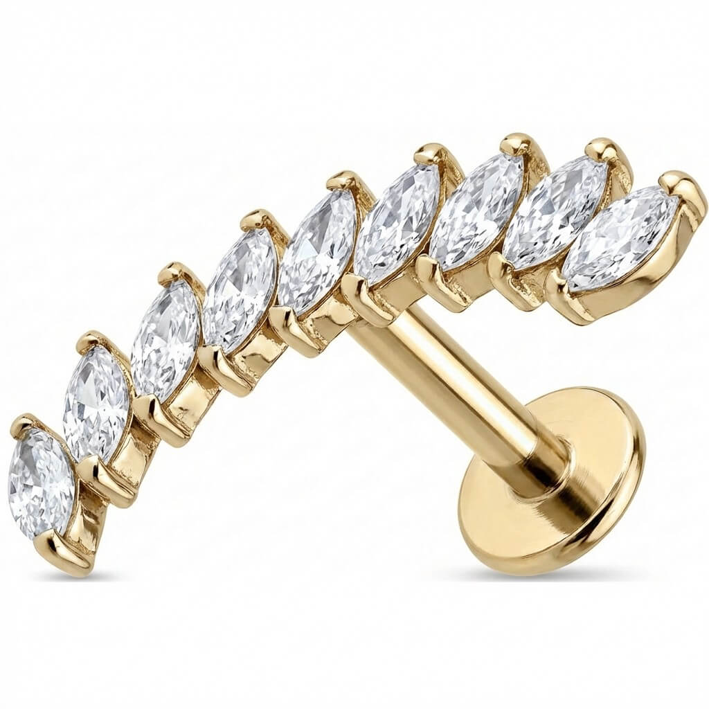 Titanium Labret Curved Marquise Crystal Vine - Image 3