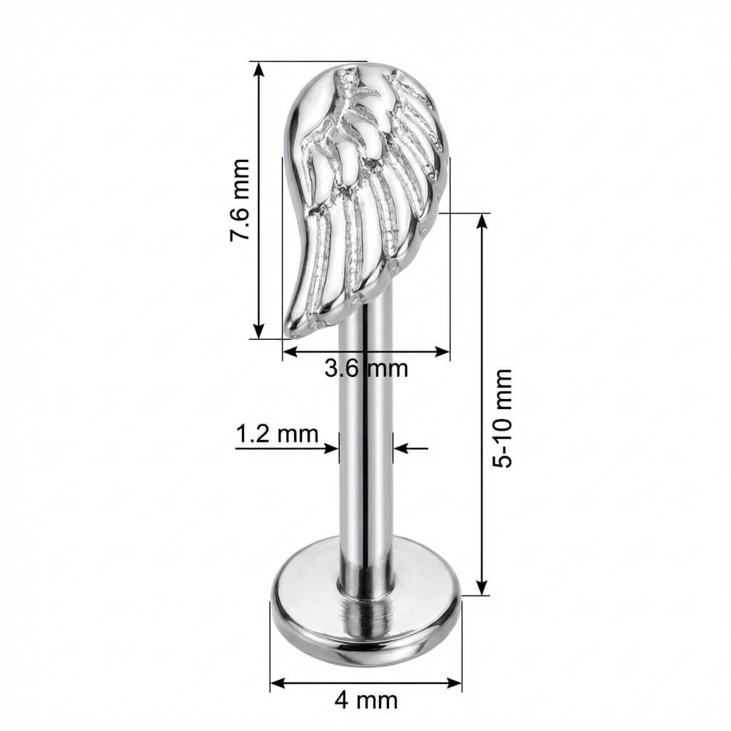 Titanium Labret Detailed Angel Wing Top - Image 2
