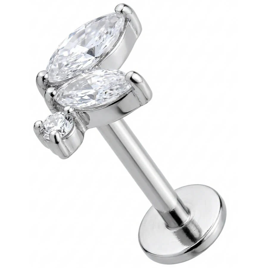 Titanium Labret Marquise Crystal Leaf Cluster