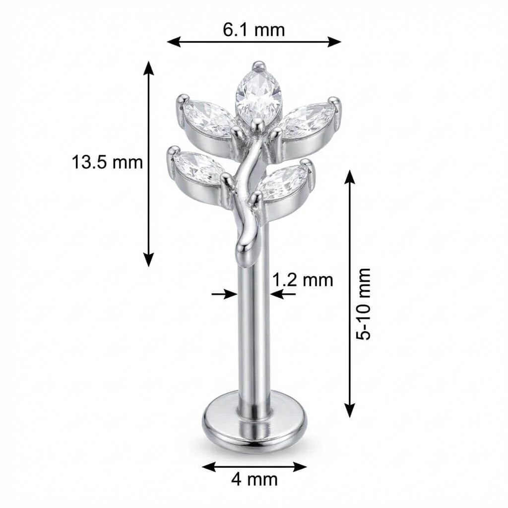 Titanium Labret Curved Marquise Leaf Branch - Image 2