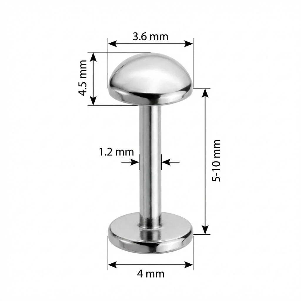 Titanium Labret Smooth Oval Dome Top - Image 2